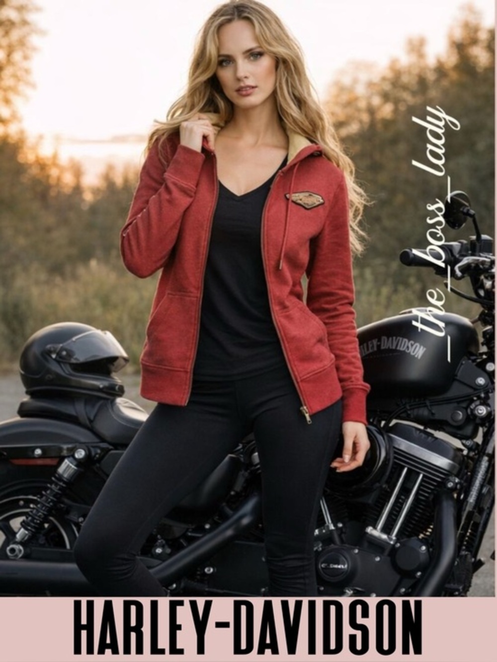 Harley-Davidson zip-up jacket hoodie activewear relaxed casual sporty Small